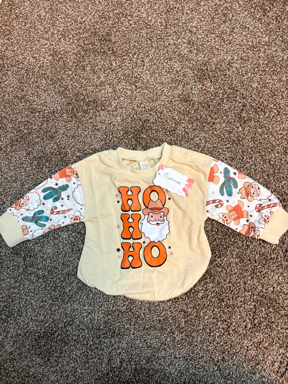New Santa Cowboy Christmas Long Sleeve Baby Romper,  9-12M